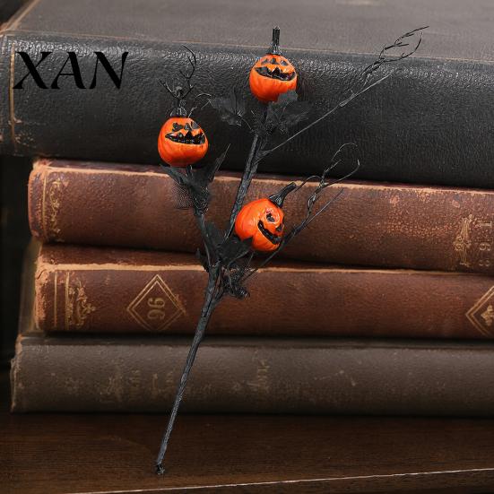 Pumpkin Vase Centerpiece Artificial Stems, Halloween Black Branch with Maple Leaves, Fake Decor Gothic Floral Arrangement for Vase, Indoor Table