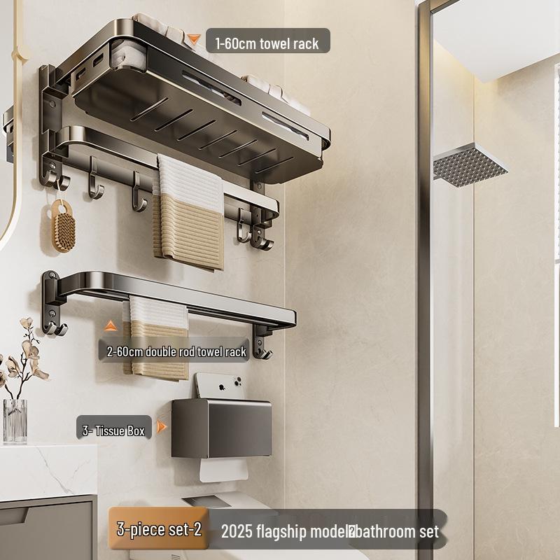 Wandmontierter, faltbarer Badezimmer-Handtuchhalter ohne Bohren