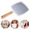 Handheld Makeup Mirror Vintage Mirror Portable Wood Makeup Mirror Square Hand Held Mirror for Men&