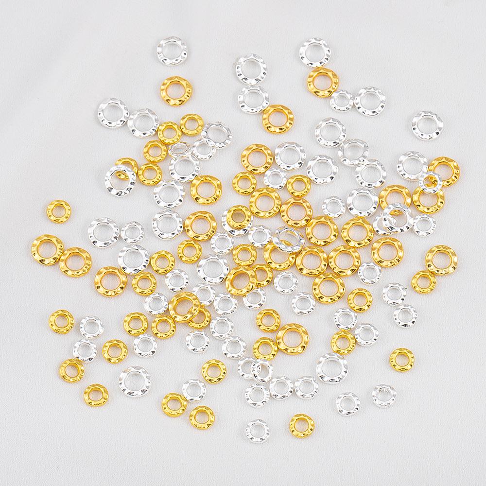 5Pcs 50Pcs 18k Gold Color Plated Big Hole Embossed Round Spacer Beads Cap for Jewelry Making Bracelet Necklace DIY Accessories