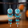 Blue Fashion Boho Temperament Water Drop Feather Earrings for Women Long Crystal Rhinestone Drop Oil Dangle Earring Jewelry