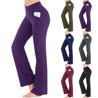 Damen-Yogahose mit hoher Taille, Sport-Leggings mit weitem Bein, Bootcut-Schlaghose