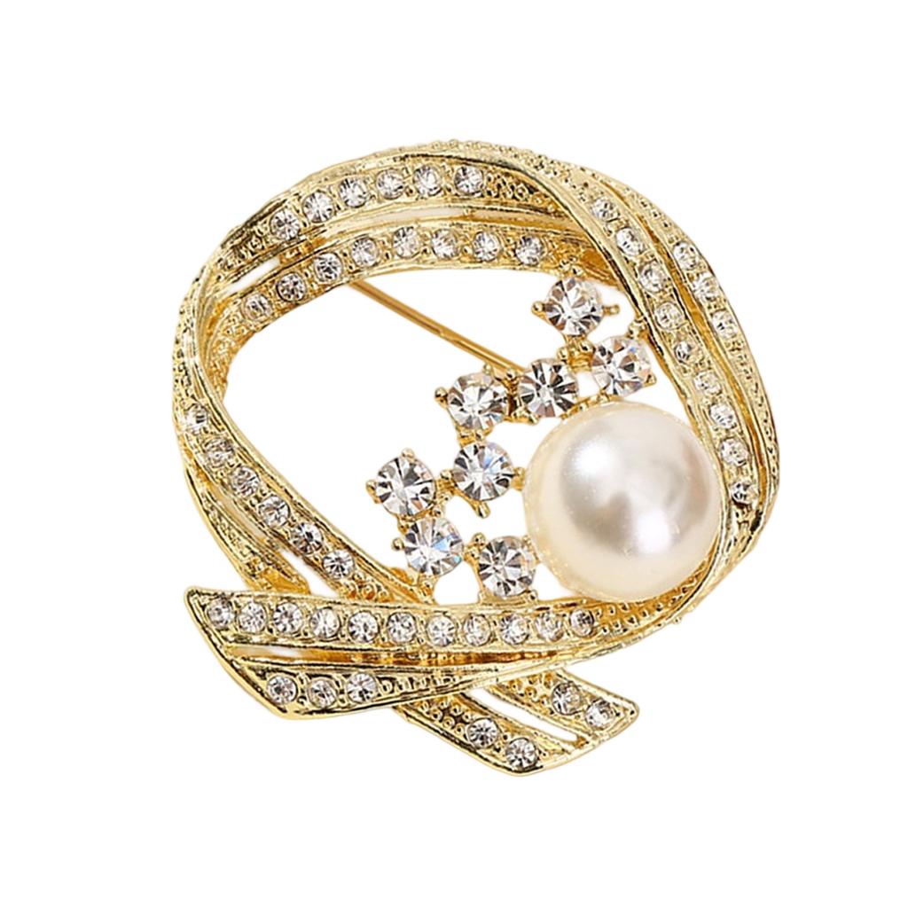 Easy Clasp Alloy Rhinestones Pearls Brooch for Formal Occasions Casual Outfits Stylish Accessory Gift