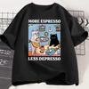 More Espresso Less Depresso Black Cat Tshirt Men Women Funny Coffee Cat T Shirt Casual Summer Short Sleeve Tshirt Tops