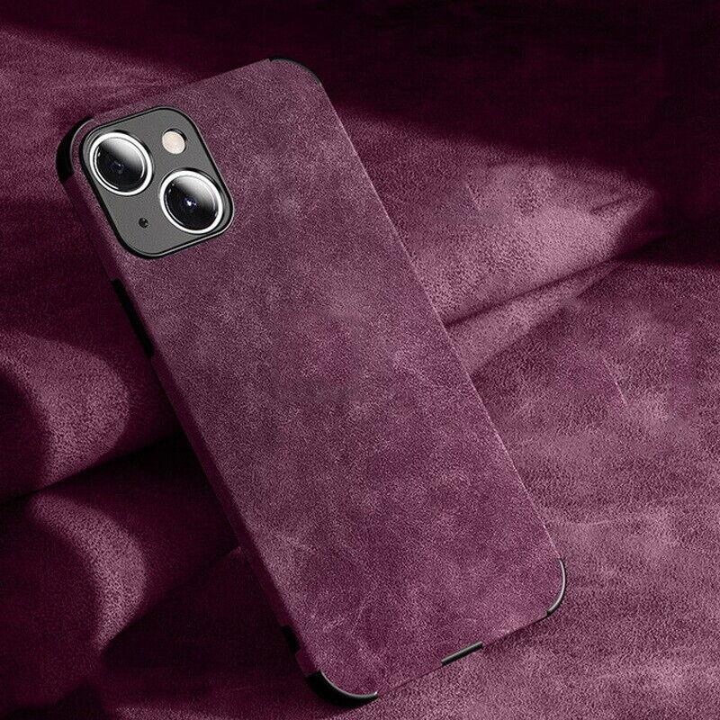 Luxury Matte Lambskin Leather Phone Case for iPhone 14 13 12 11 Pro Max X XR XS 7 8 Plus SE 2 Lens Protection Soft Cover Funda