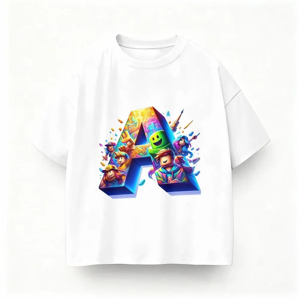 Fashion Roblox Kids Short Sleeve TShirt Colorful Rainbow Character Print Casual Tops for Boys Girls Daily Playwear