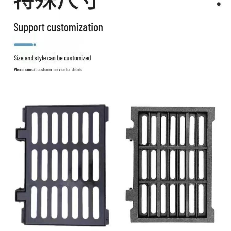 Complete Set: Ductile Iron Rainwater Manhole Cover with Cast Iron Base and Rectangular Sewer Grate.