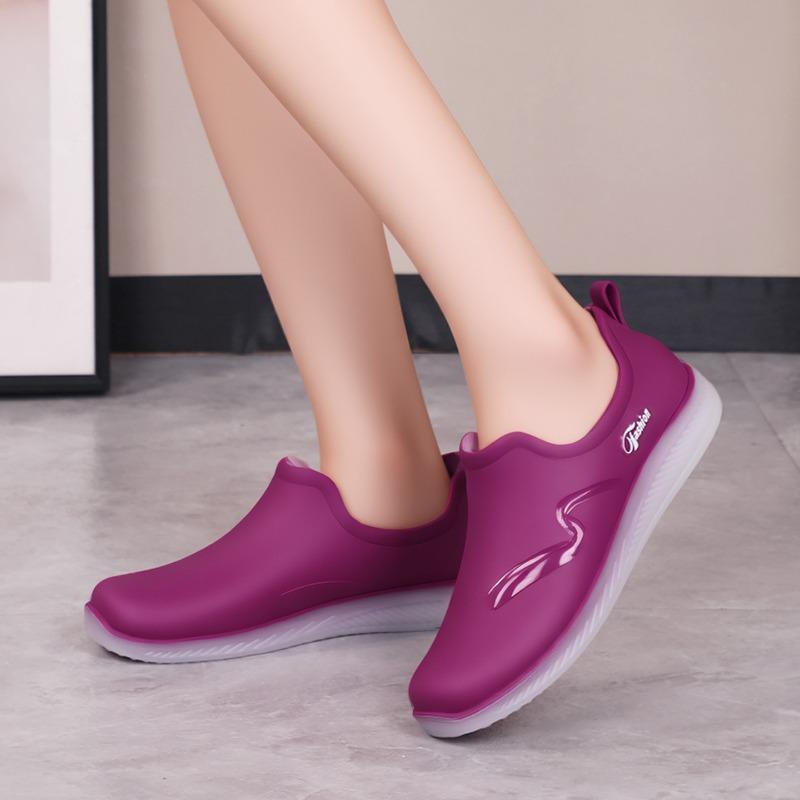 Shallow Rain Shoes Women's Fashion Adult Low-top Rain Boots Short Tube Non-slip Waterproof Shoes Soft Sole Kitchen Work Shoes