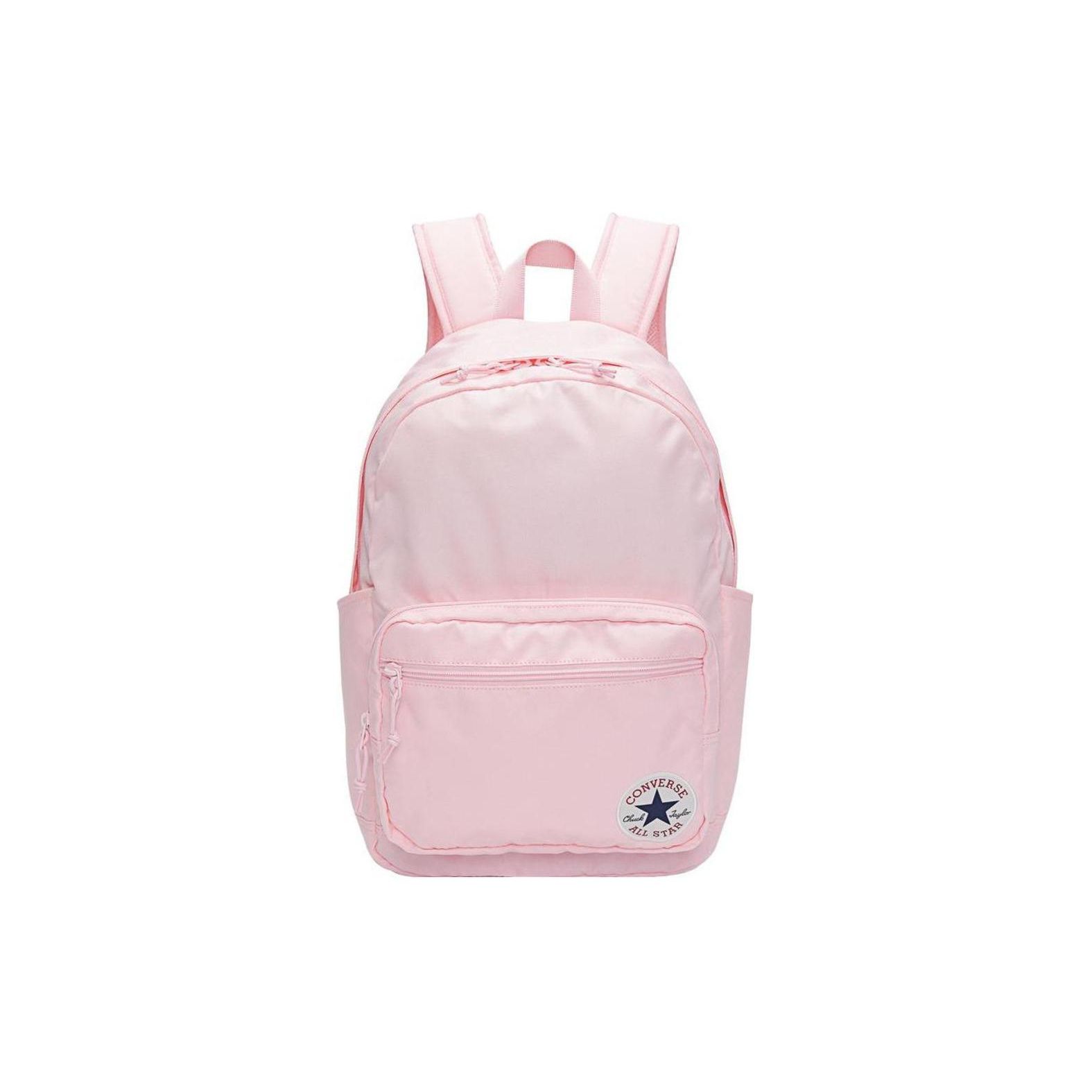 Converse Minimalist Trendy Casual Fashion Classic Round Logo Zipper Backpack Unisex Backpack Pink 10020533-A12 Pink,Medium