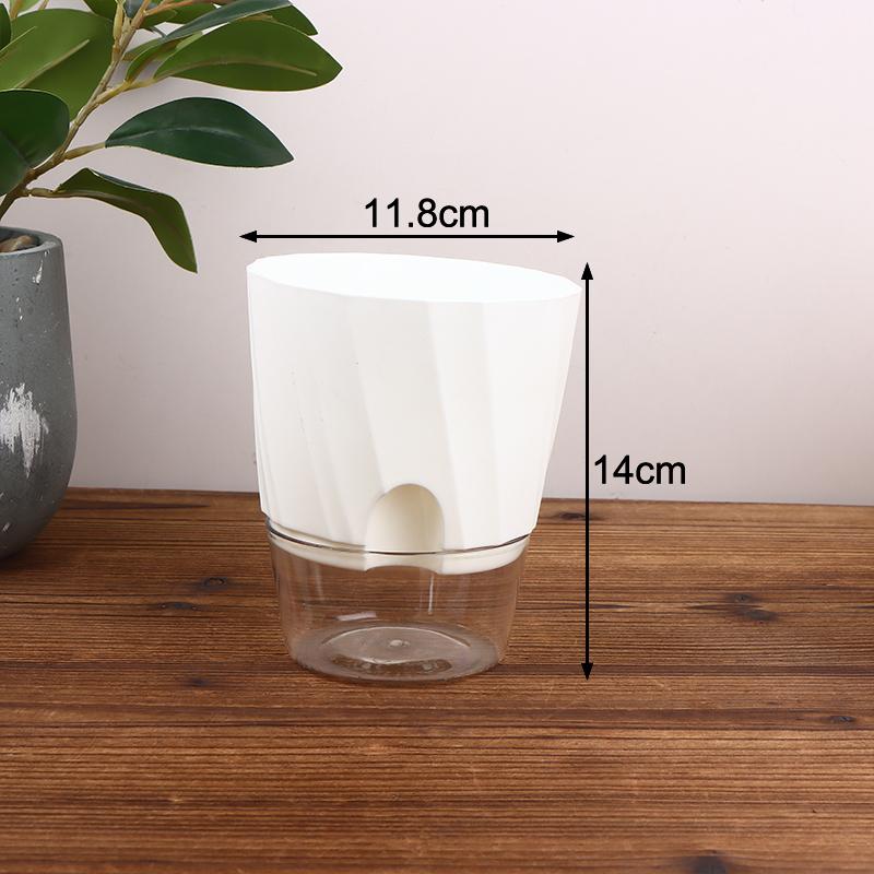 Lazy Hydroponic Flower Pot Automatic Water-Absorbing Flowerpot Transparent Double Layer Plastic Self Watering Planter Office