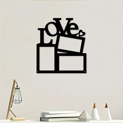 Love Heart Metal Wall Art Modern Black Retro Powder Coated Iron Home Decor
