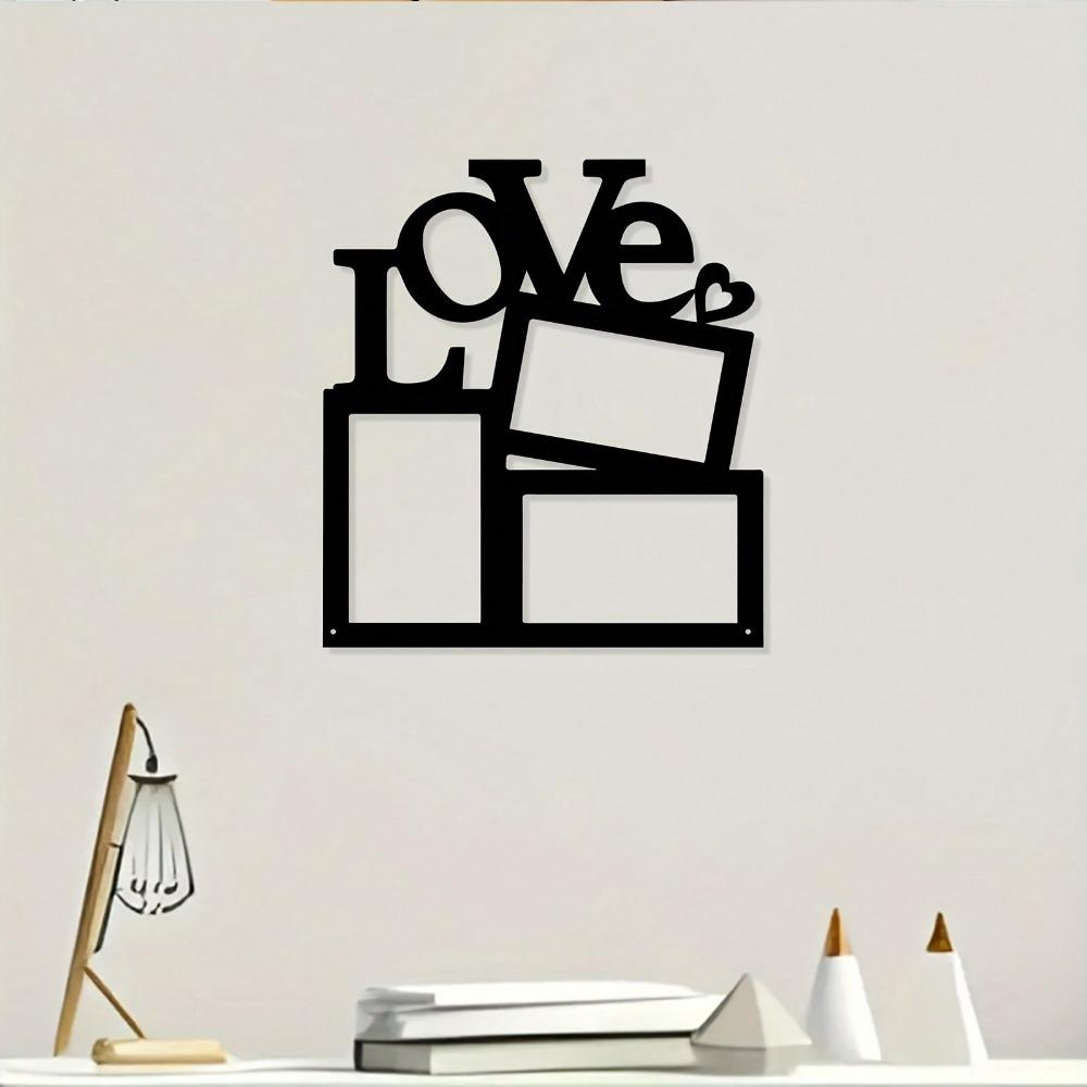 Metal Love Heart Wall Art Black Powder Coated Iron Retro Home Decor Gift