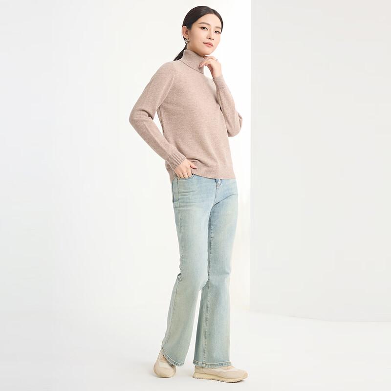FAPAI Women's 100% Merino Wool High-Neck Knit Sweater