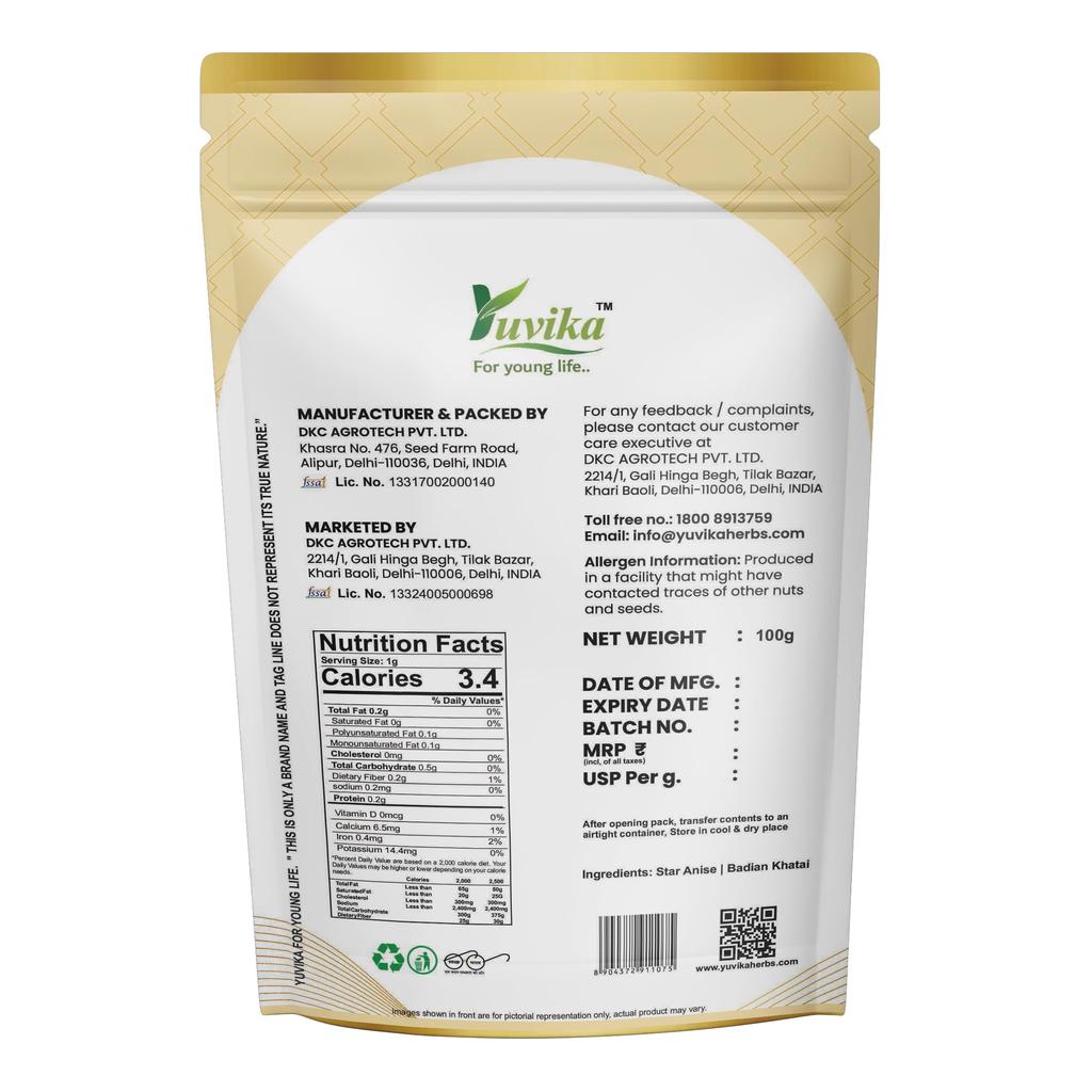 YUVIKA Star Anise - Illicium Verum - Badian Khatai 100 Grams
