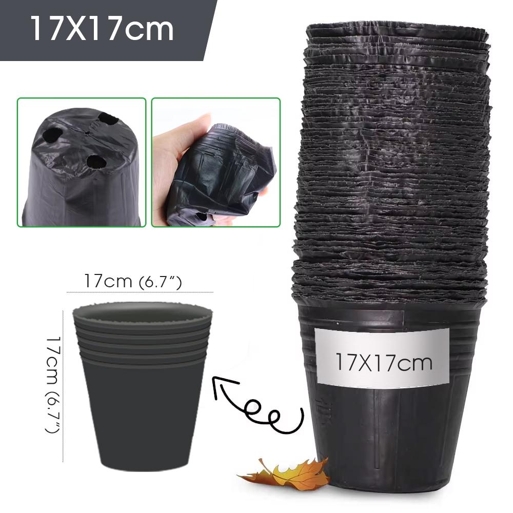 50pcs Garden Black Soft Plastic Seedling Bag Plant Nursery Pots Thickened Seed Starting Pot Flower Vegetable Independent Box