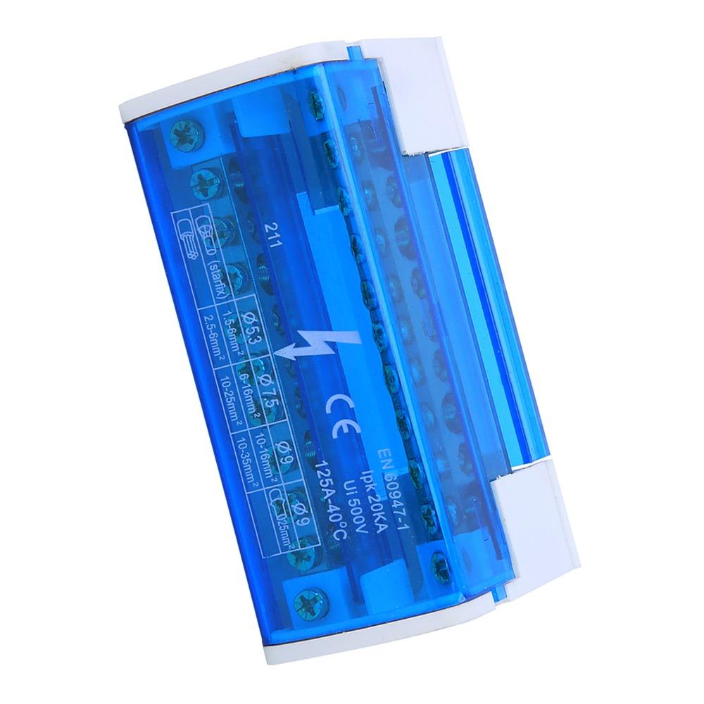 211 Terminal Distribution Box 125A 2-Level Design Terminal Block Junction Box with Dust Cover Din Rail Mount