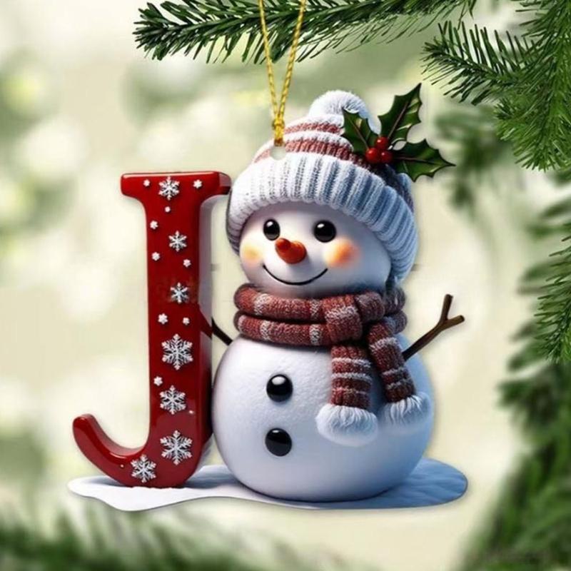 Shatterproof Acrylic Snowman Letter Hanging Ornament Christmas Tree Decoration For Festival Tree Wreath Window Display