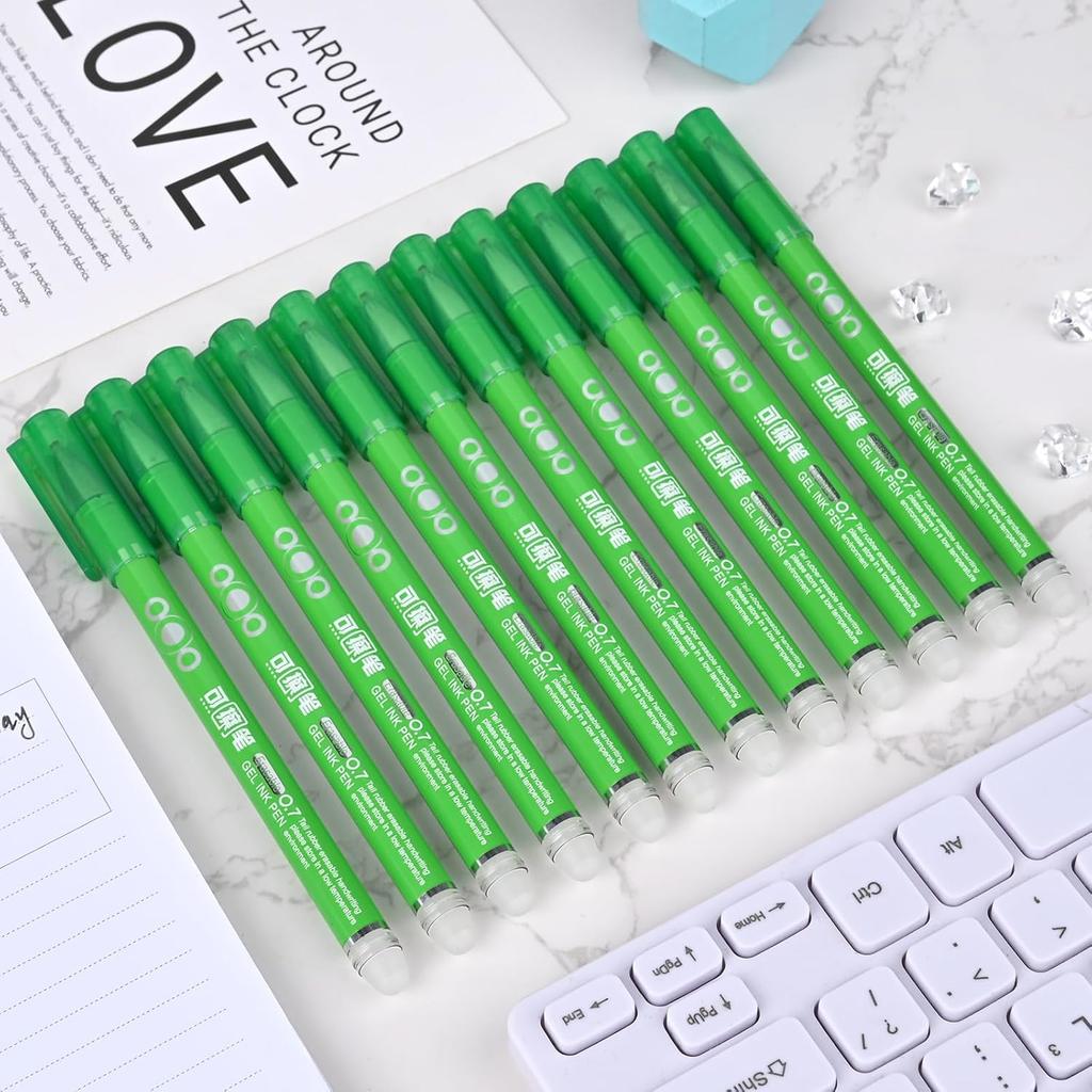 Temiary 12Pcs Erasable Gel Pens, Fine Point 0.7mm Gel Pen Make Mistakes Disappear, Assorted Color Inks for Completing Sudoku and Crossword Puzzles