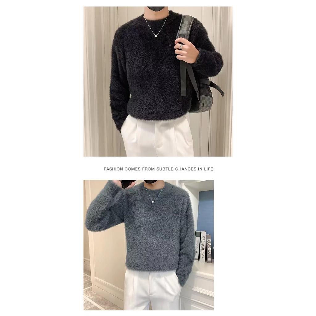 Spring 2024 Men's Sweater Patchwork Assorted Colors Skin-Friendly Fabric Fashion Versatile Top Casual Long-Sleeved Bottoming Shirt