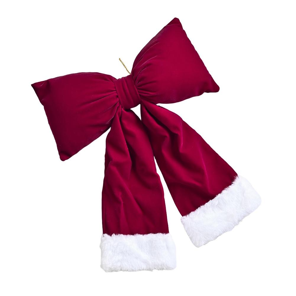 

Holiday Burgundy Velvet Christmas Bow Extra Large 35x27cm with Rhinestones for Tree Decoration and Festive Arrangements