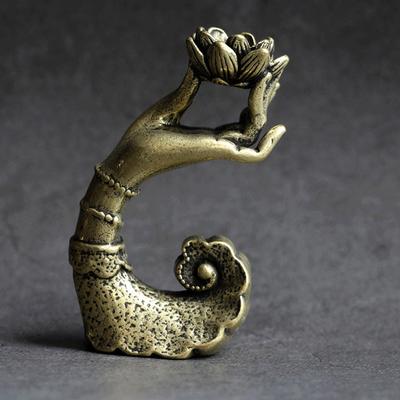 Bakır Buda El Lotus Geri Akış Tütsü Brülör Aromaterapi Tutucu Ev Yatak Odası Yoga Odası Meditasyon Zen Çayı