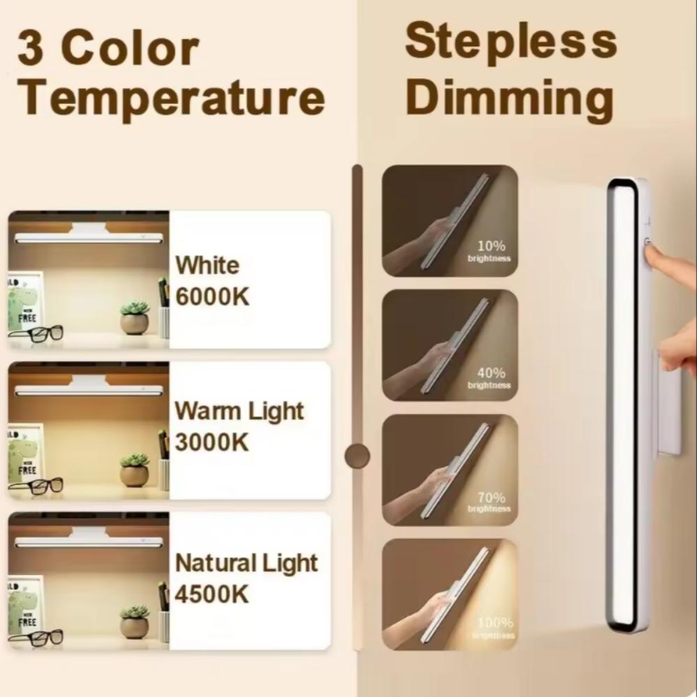 LED USB Rechargeable Creativity Study Reading Touch Desk Lamp Stepless Dimming Hanging Bedroom Magnetic Night Lamp Book Light