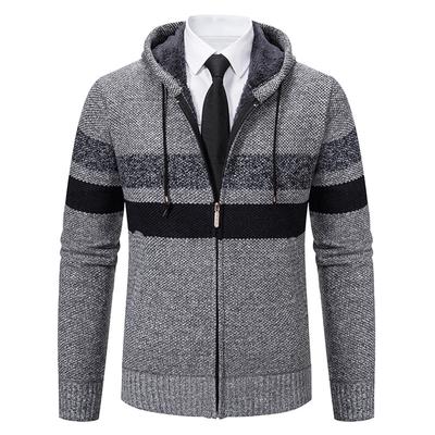 Cardigan Maglione con Cappuccio da Uomo Nuovo Cardigan Maglione Blocco di Colore Taglia Grande