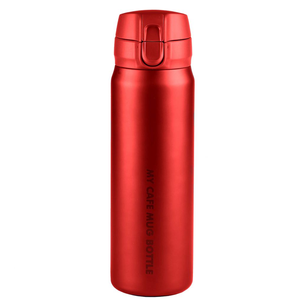 PEARL METAL My Cafe Mug HB-4783, 500ml Slim, One-Touch Water Bottle with Hot and Cold Insulation, Matte Red