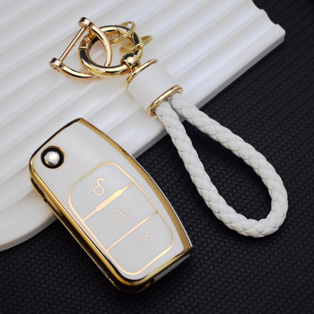 Car Key Case For Ford Focus 2 3 Mk3 Mk4 Fiesta Puma Mondeo Mk5 Mk4 Explorer Ecosport Kuga C Max Bronco Mustang Key Cover Keyring