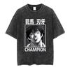 Baki Print Vintage Baumwoll-T-Shirt Herren Damen Sommer Lässig Übergroß Streetwear Fitnessstudio Workout Training Kurzarm Grafik-T-Shirt