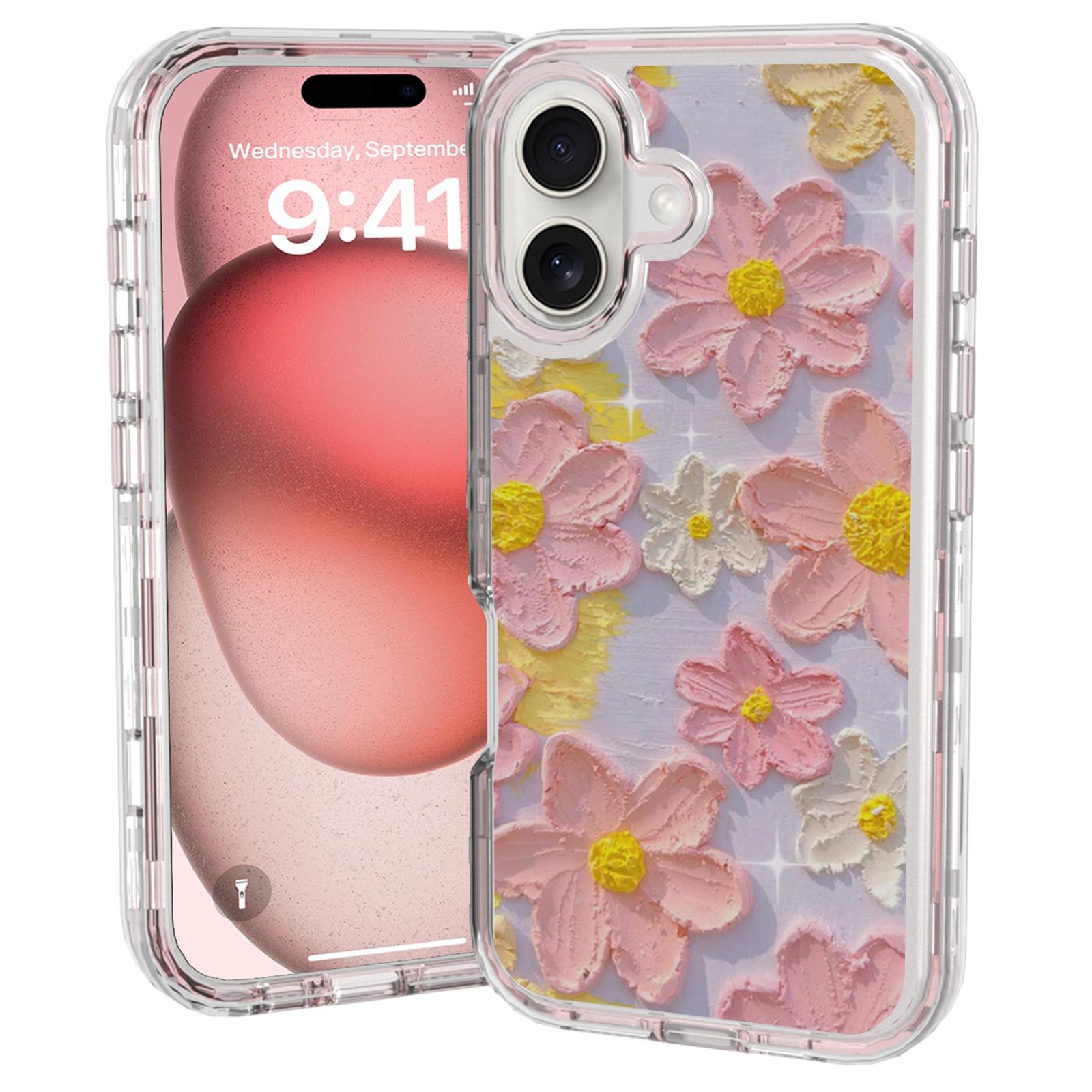 GW02 For iPhone 16 Case IMD Pattern TPU+PC Shockproof Phone Cover A