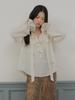 Blusa con arricciature e laccetti ROIROI - Avorio