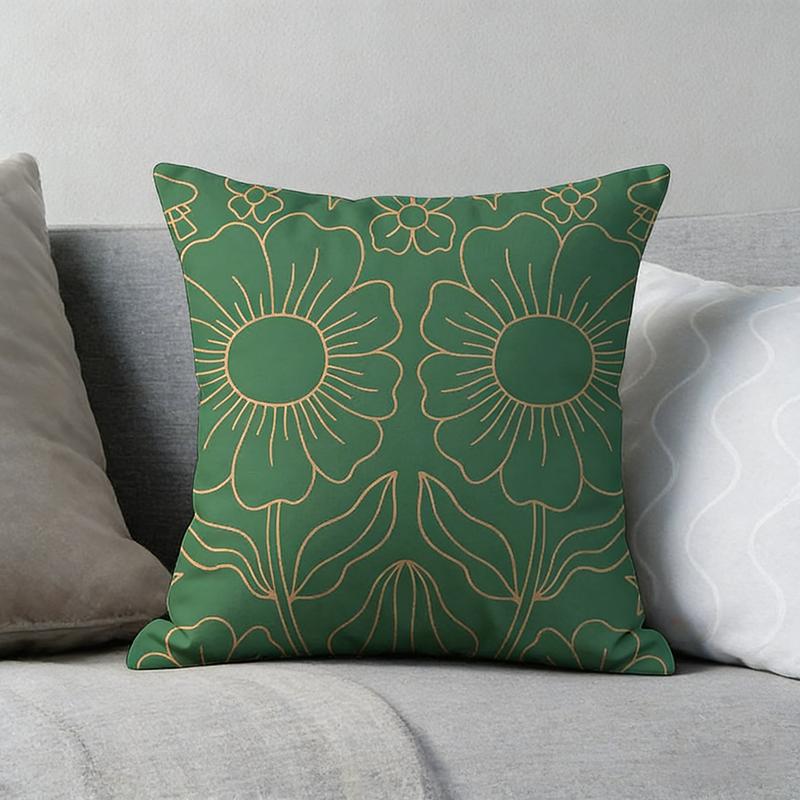 Boho Green Floral Mandala Cushion Cover Peach Skin Retro Sun Throw Pillow Case For Living Room Sofa Bed Couch Home Decor Indoors
