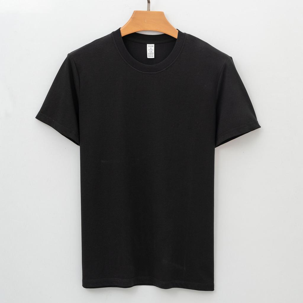 Long Velvet Cotton T-shirt Short-sleeved Round Neck Three-pin White T-shirt Men