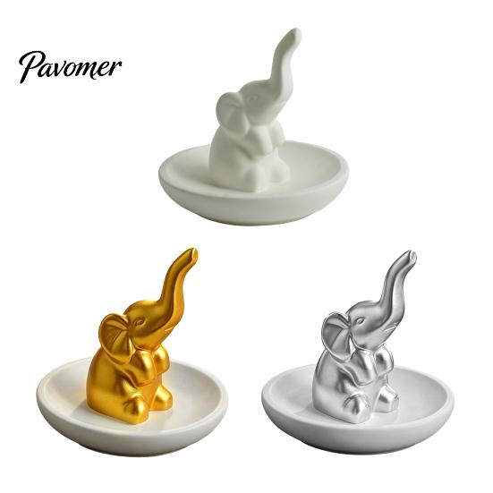 Cute Elephant Jewelry Holder Storage Tray, with Upturned Nose Design, Dustproof Tray Waterproof Compact Organizer for Rings Earrings Bracelets Case