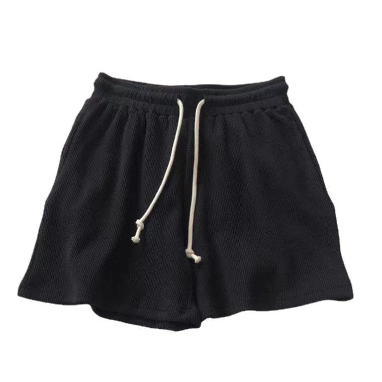 Korean-Style Summer Waffle Knit Women's Loose Wide-Leg Sports Shorts