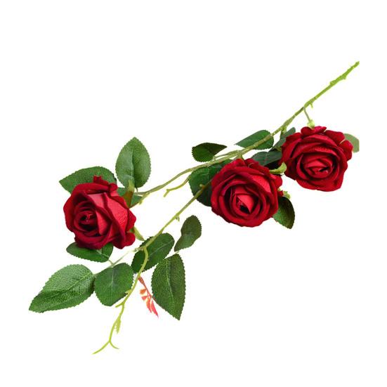 Artificial Rose Flower 3 Heads Full Blooming Fake Silk Roses Bouquet with Stem for DIY Vase Home Wedding Party Centerpiece