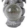 Resin Dragon Figurine with Solar Crackle Globe Light Dragon Garden Sculpture Cute Dragon Statue for Garden Patio Yard Lawn Porch
