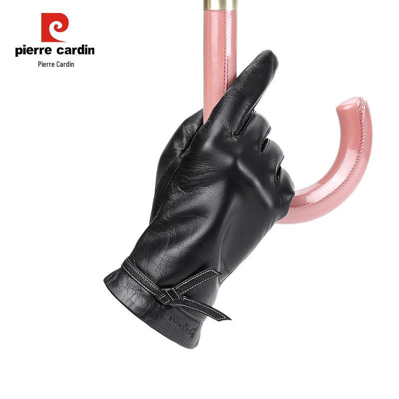 Pierre Cardin Women's Goatskin Touchscreen Motorcycle Riding Gloves