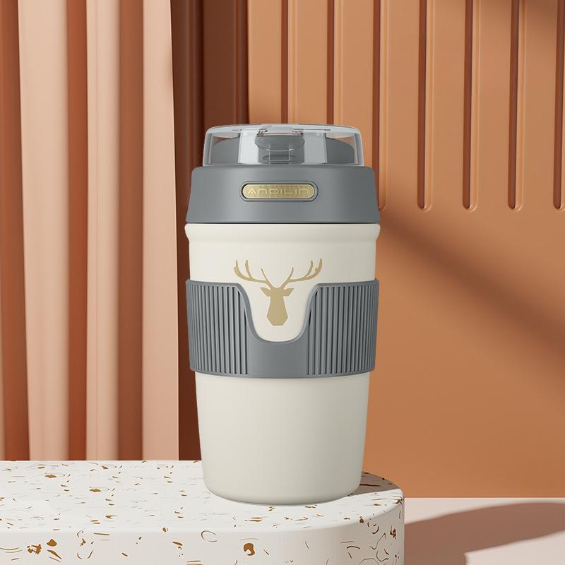 1PC Stainless Steel Coffee Cup Accompanying Cup Girls Thermos Cup High Value Straw Student Thermos Cup
