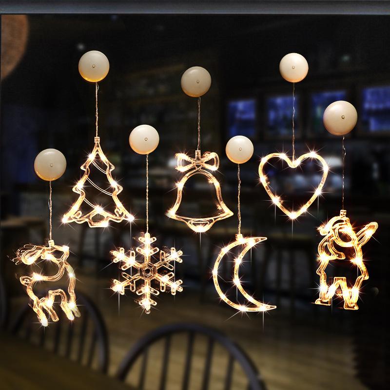 LED Christmas Decorative Lights Santa Snowman Window Display Suction Cup Lamp Christmas Tree Festival Decorative Colored Lamp