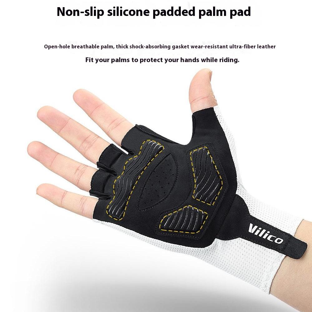 VILICO A0106 1 Pair Size M Outdoor Cycling Fishing Gloves Half Finger Shock Absorbing Breathable Bike Gloves