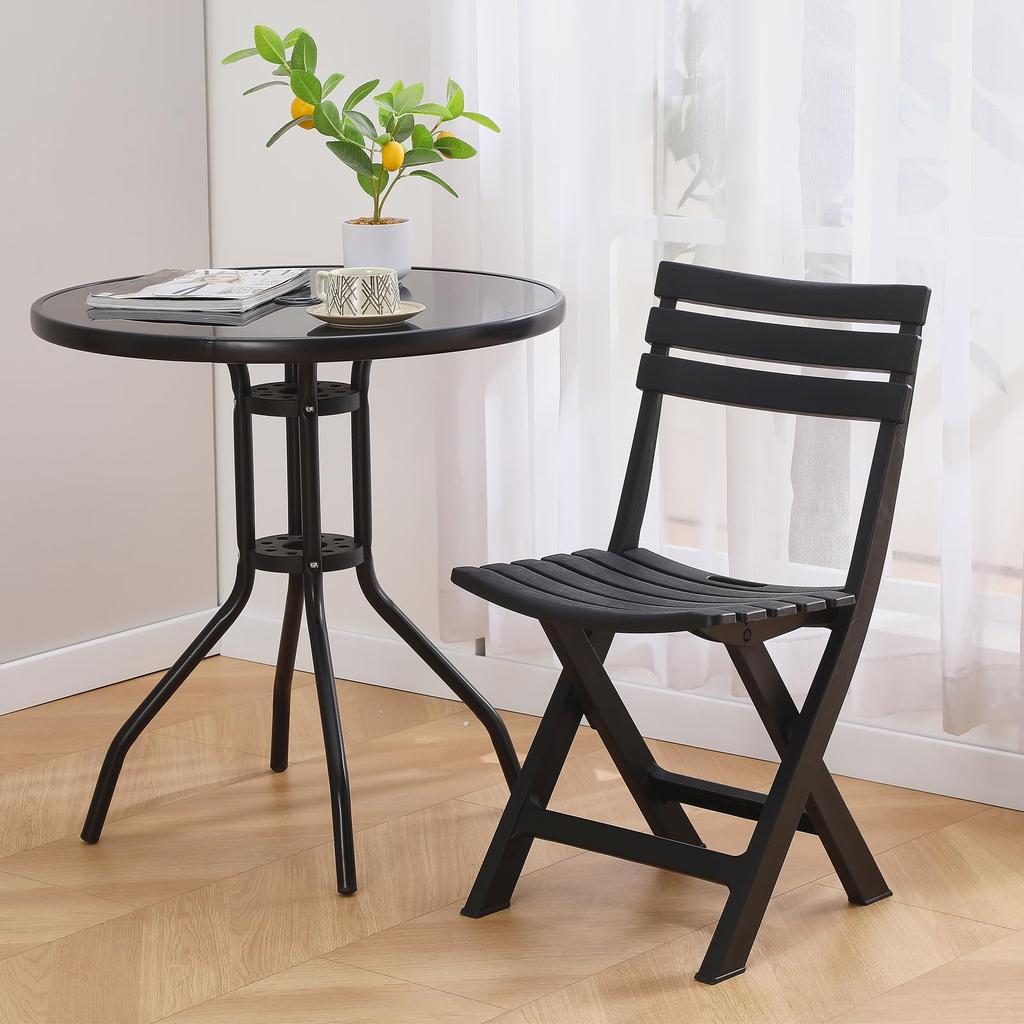 BOOSDEN Folding Garden Set of Folding Easy to Folding Outdoor Black Chairs, Chairs, 4, Plastic, Chairs, Use, Chairs, Chairs, Foldable, Dining,