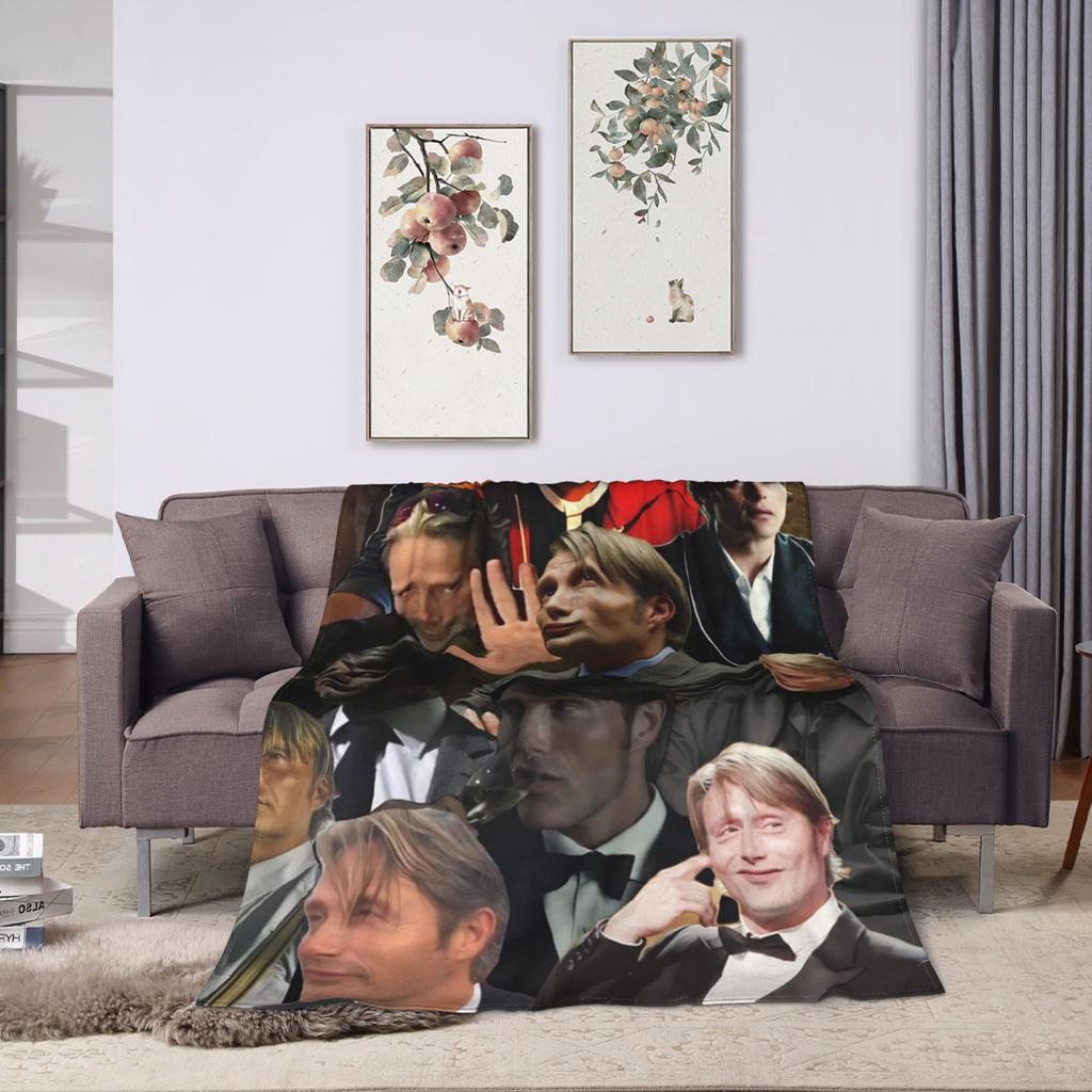 Mads Mikkelsen Decke Camping Flanell Überwurfdecke Für Schlafzimmer Warm Weich Individuelle Qualität Tagesdecke Geschenk