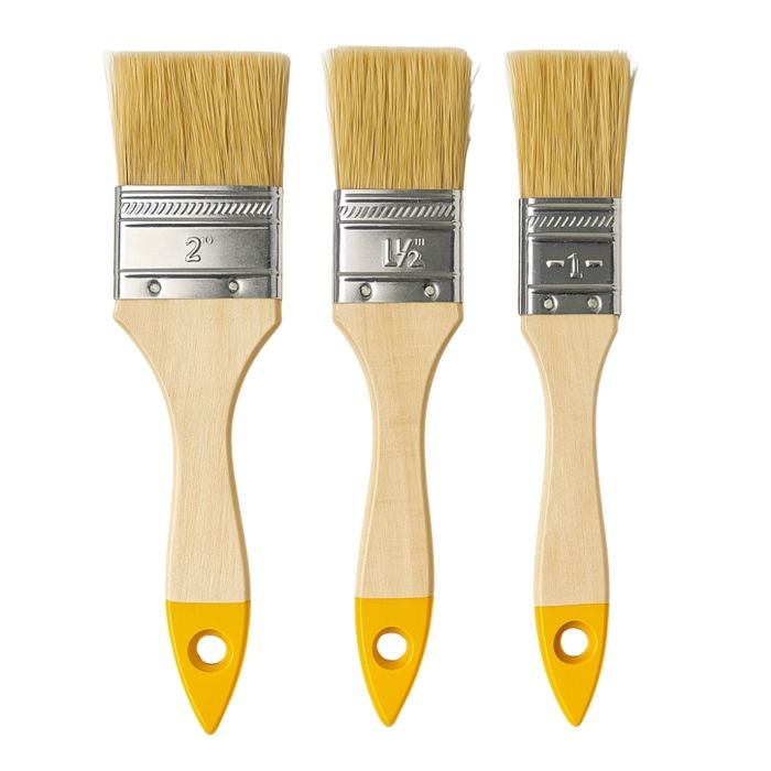 Flat Paint Brushes - Renovation & DIY - Set of 3 - 25-38-50 Mm - Synthetic Fibers - Ergonomic