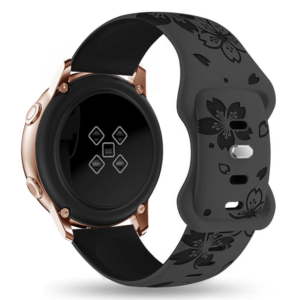 

Для Huawei Watch GT 3 42мм/GT 3 Pro 43мм/Samsung Gear Sport/Gear S2 Classic Ремешок для часов с узором сакуры 20мм силиконовый ремешок Grey/Black
