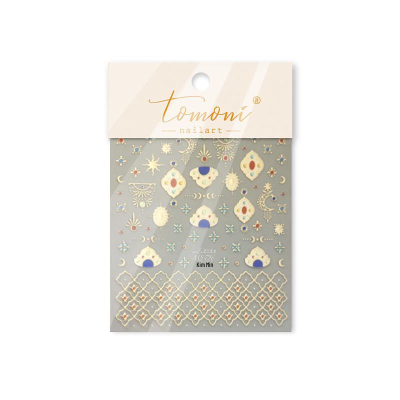 

Наклейки для ногтей с горячим тиснением Tomoni - Синий драгоценный камень MS796: Трендовый китайский дизайн ногтей