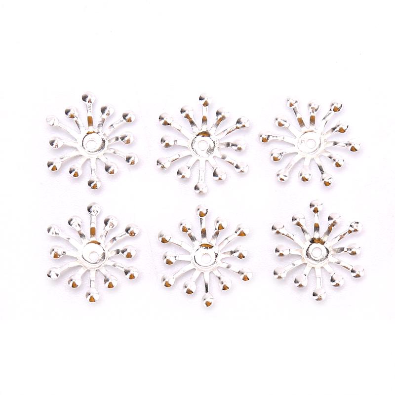 50Pcs Vintage Filigree Flower Wraps Connectors Metal Crafts Handmade Diy Jewelry