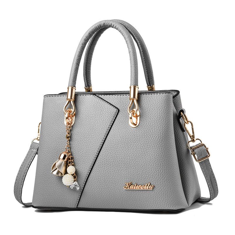 2023 New Fashion Middle-aged Handbag Large Capacity Litchi Pattern Shoulder Slant Bag White Color темно-серого