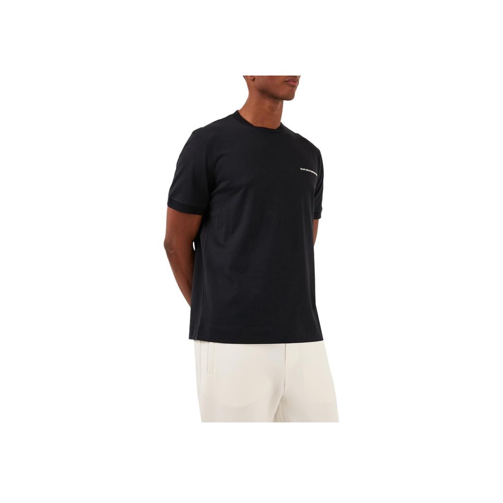 Emporio Armani Solid Color Round Neck Drop Shoulder Casual Short Sleeve T-Shirt Men tops Black 3D1TN3-1JOCZ-0966